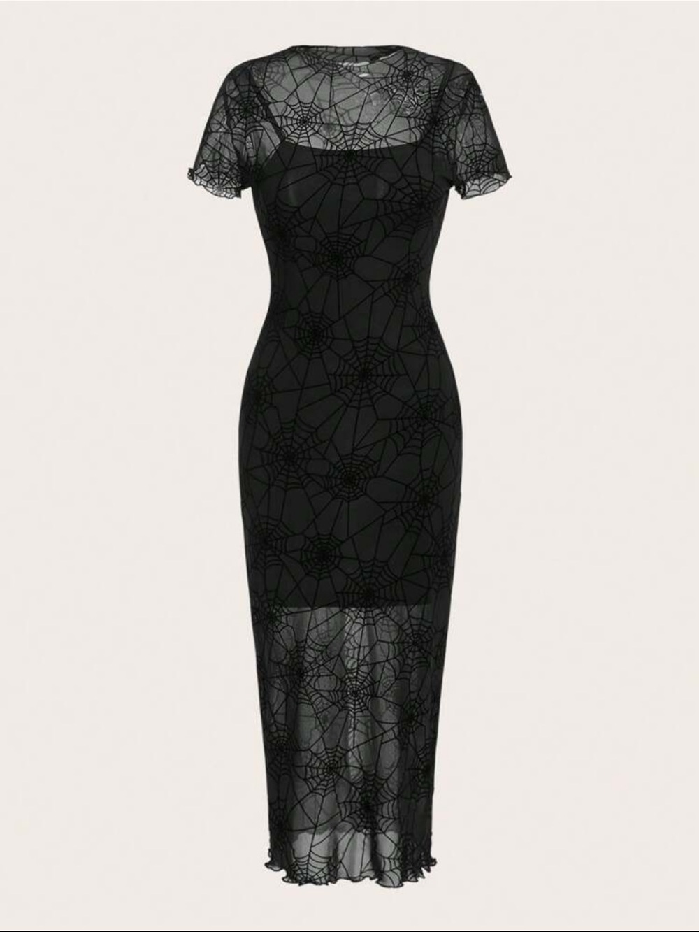 SHEIN Black Spiderweb Lace Midi Maxi Dress